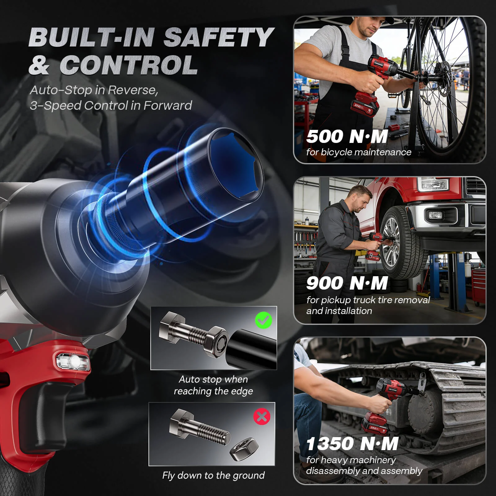 Arccaptain 20V Cordless Brushless Impact Wrench AR-IW100 - Image 6