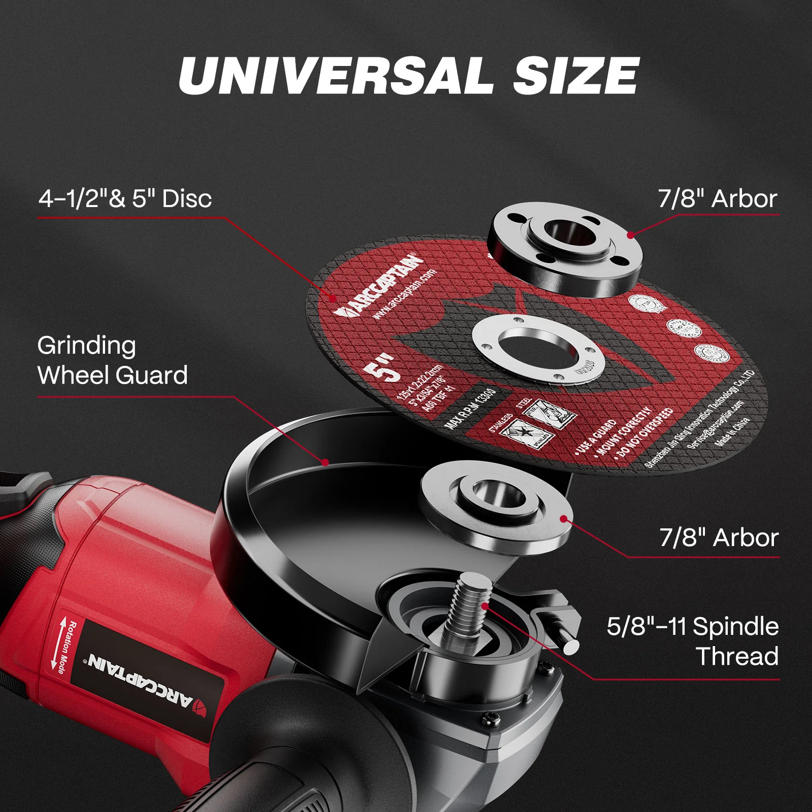 20V Brushless Cordless Angle Grinder AC-AG95, 3-Speed Grinder Kit - Image 7
