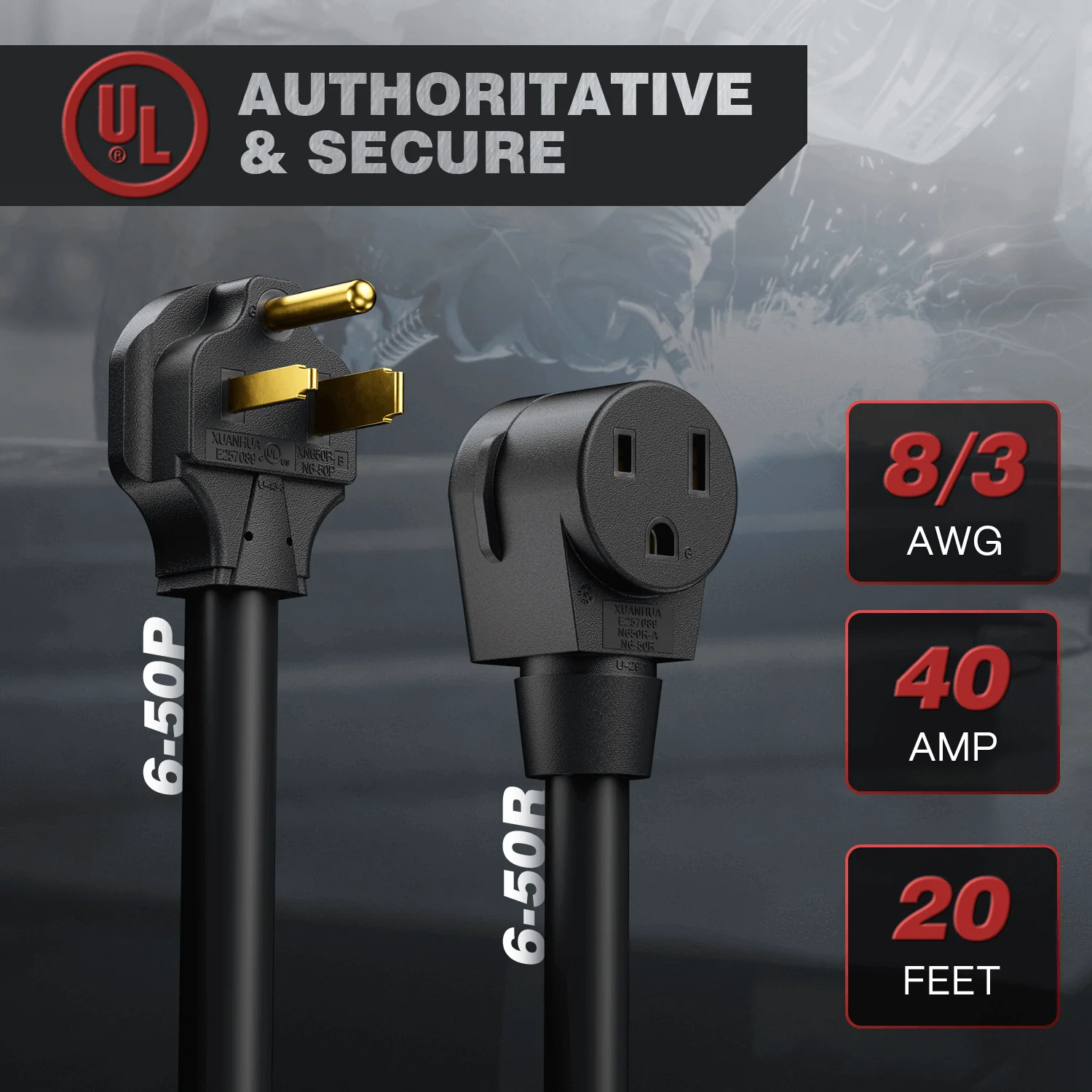 40 Amps 220V Power Extension Cord Heavy Duty Welding Cord - Image 8