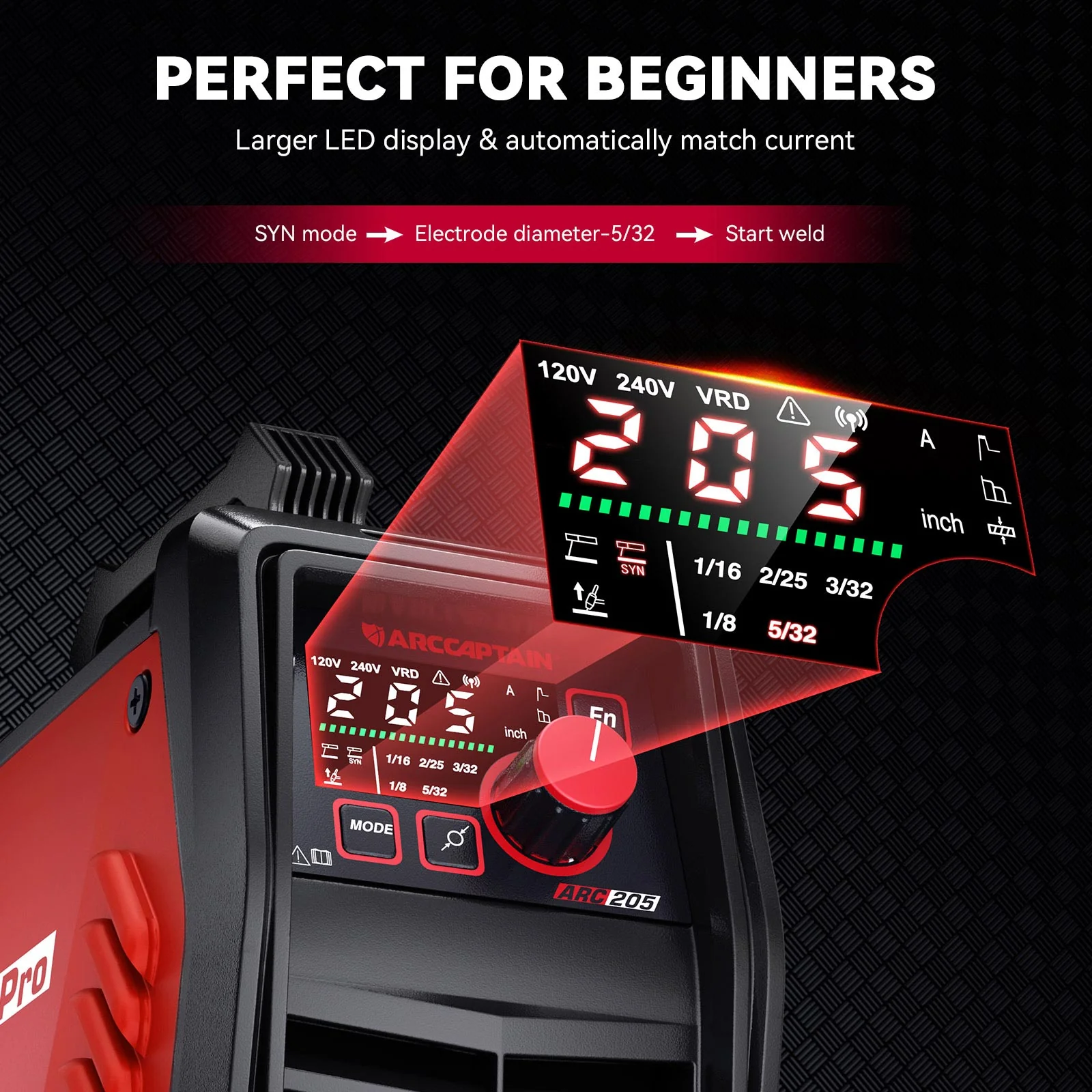 Arccaptain ARC205 Pro Dual Voltage SYN Stick Welder - Image 6