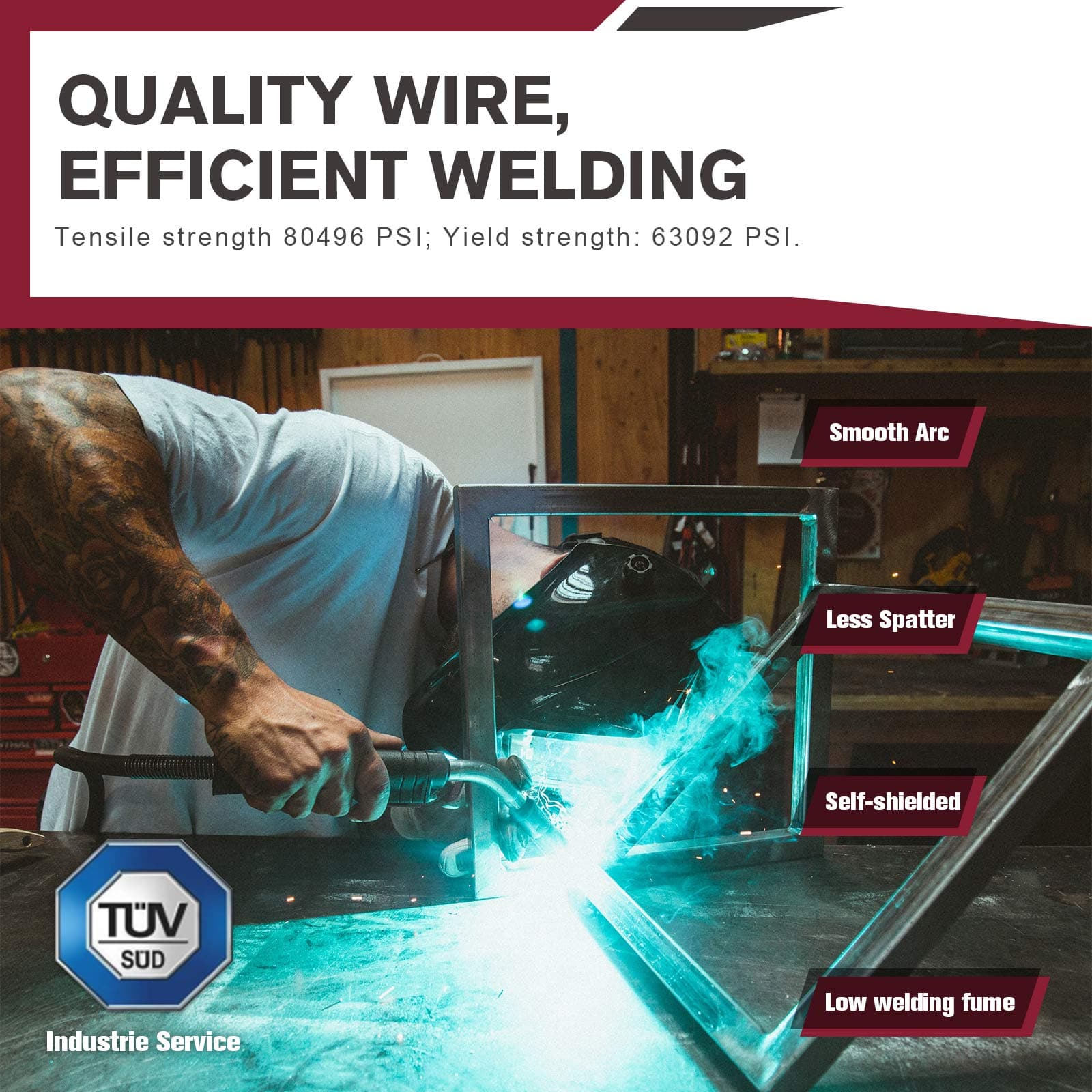 Arccaptain ‎E71T-GS Flux Core Wire 2 Lbs Spool Gasless Carbon Steel MIG Wire - Image 6