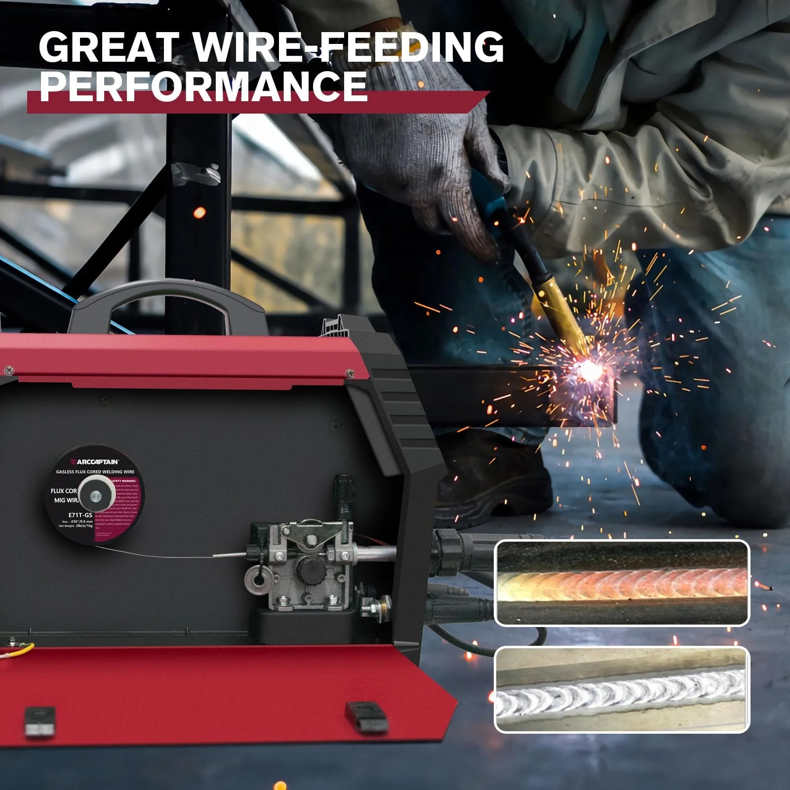 Arccaptain ‎E71T-GS Flux Core Wire 2 Lbs Spool Gasless Carbon Steel MIG Wire - Image 7