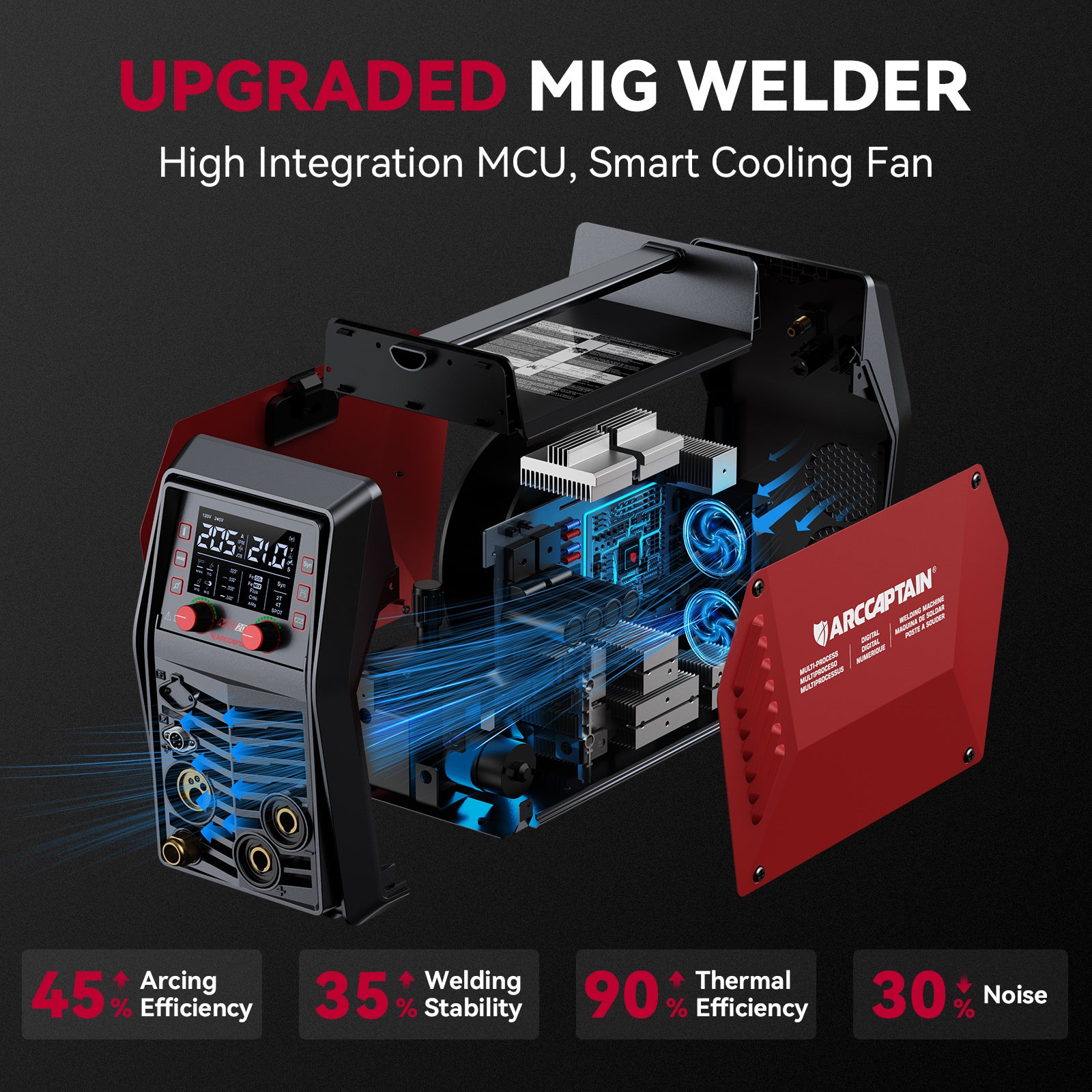 Arccaptain MIG205 Pro Gas MIG Welder Stainless Steel Multi Process Machine - Image 7