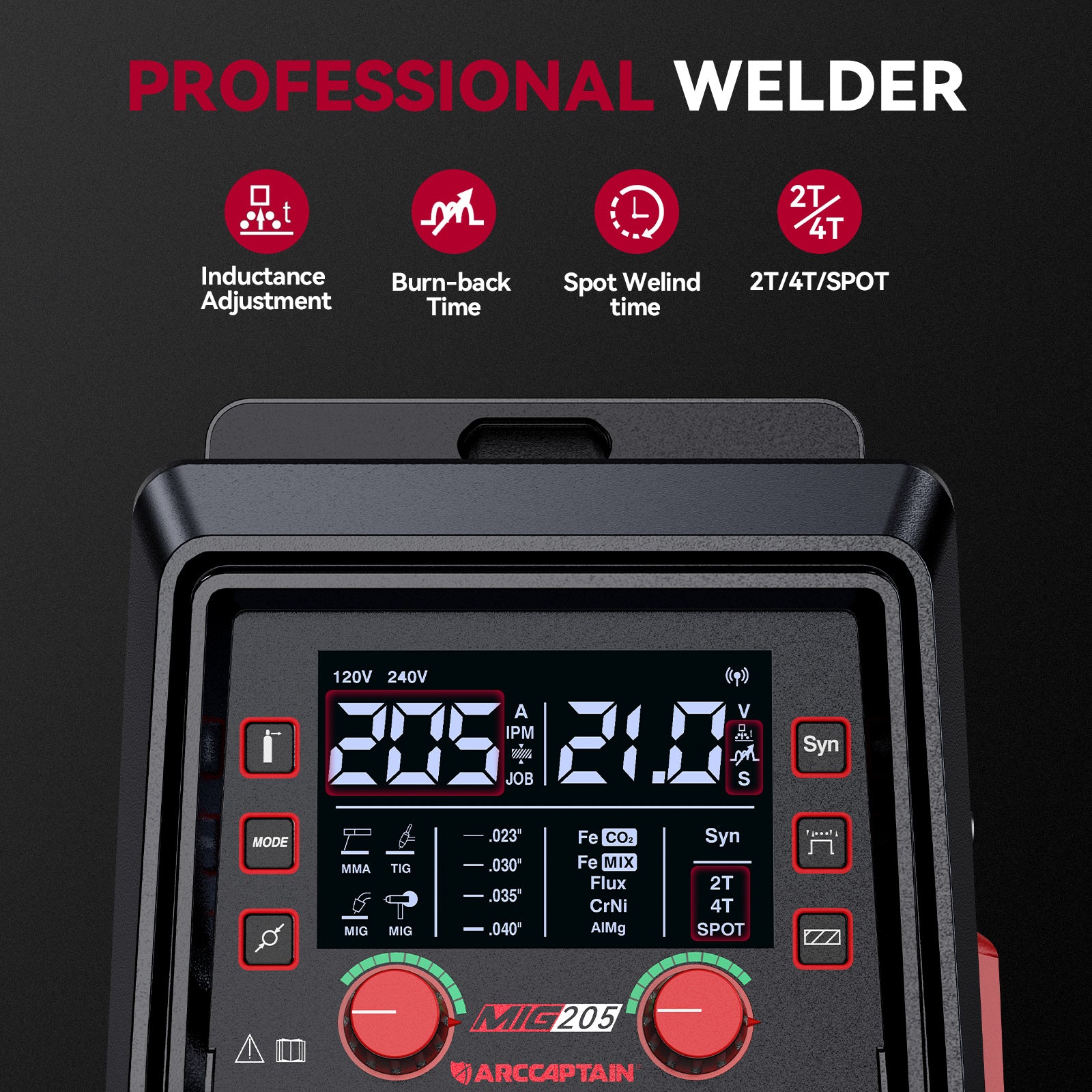 Arccaptain MIG205 Pro Gas MIG Welder Stainless Steel Multi Process Machine - Image 8