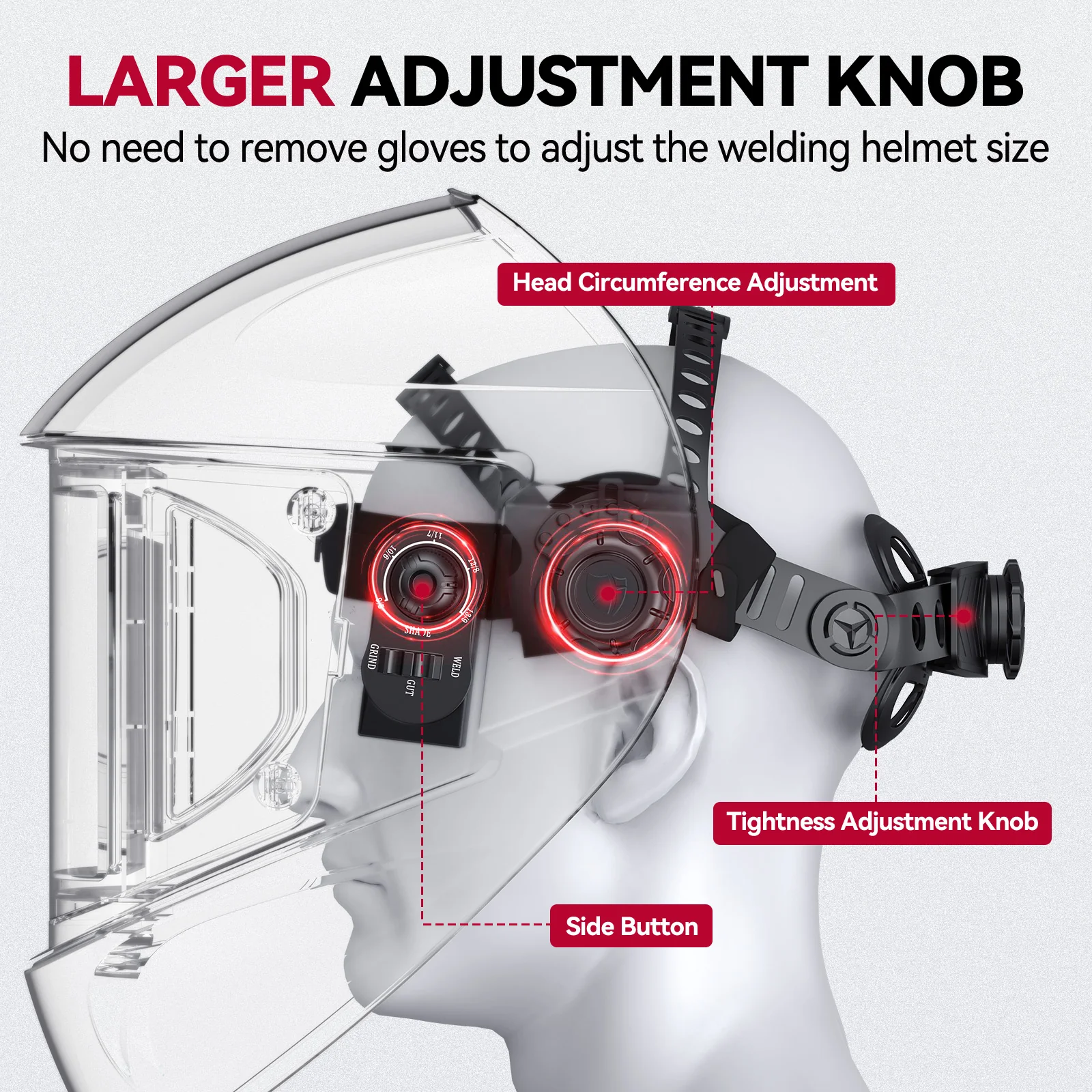 EXSpace X300 Auto Darkening Welding Protective Hood Rivet - Image 4