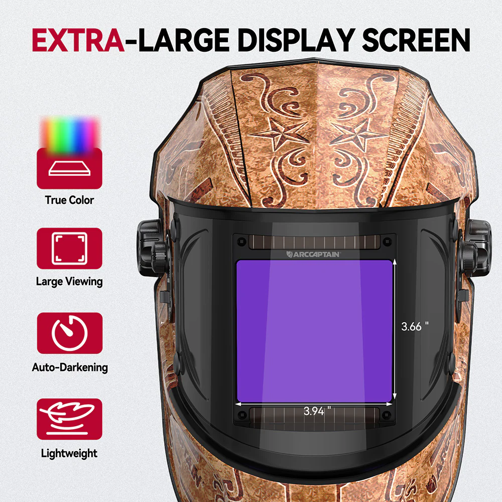 EXSpace X200 Auto Dim Welding Hood Wood Etched - Image 2