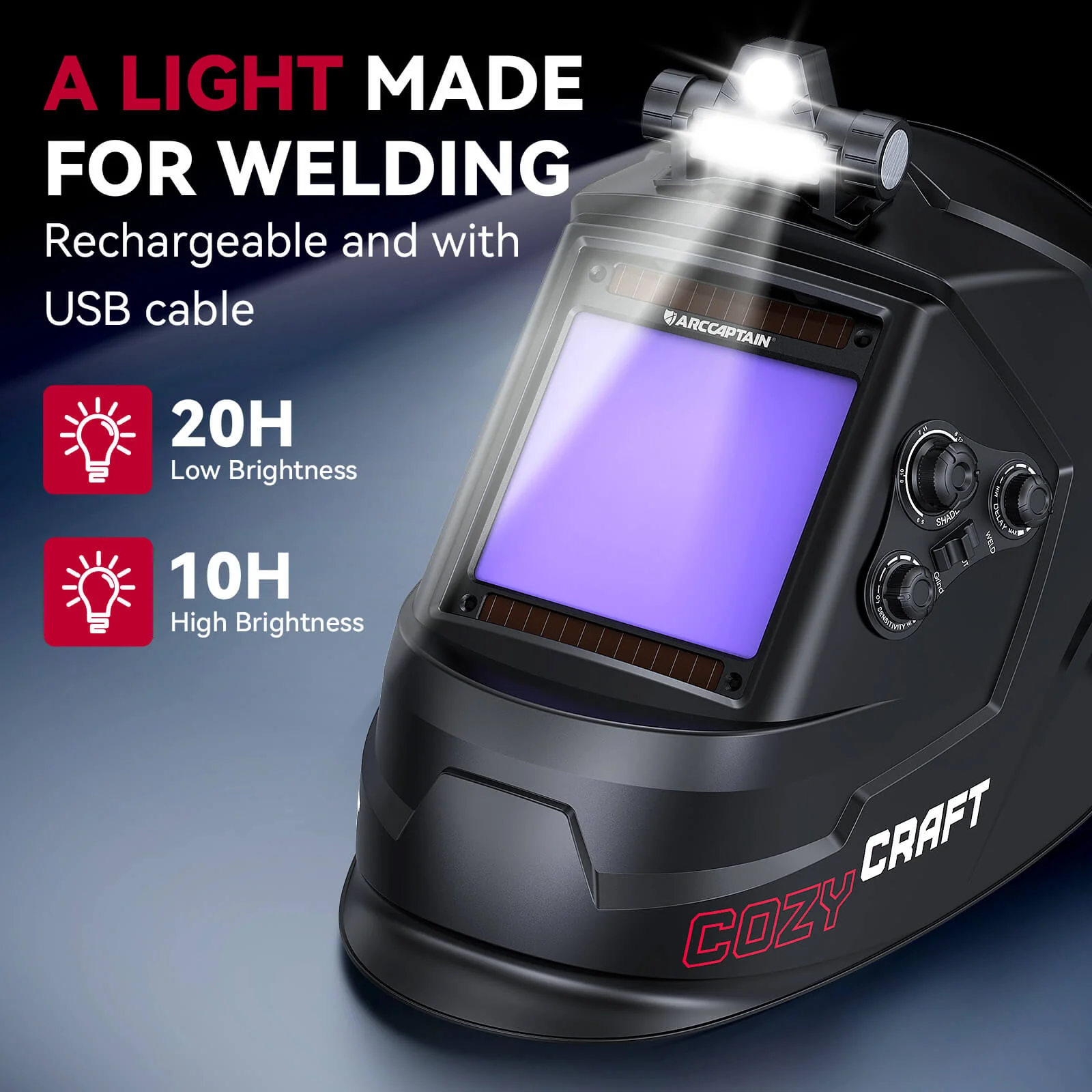 CozyCraft X200 True Color Large Viewing Welding Helmet Black - Image 3