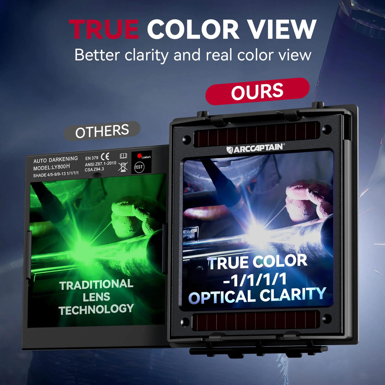 CozyCraft X200 True Color Large Viewing Welding Helmet Black - Image 6