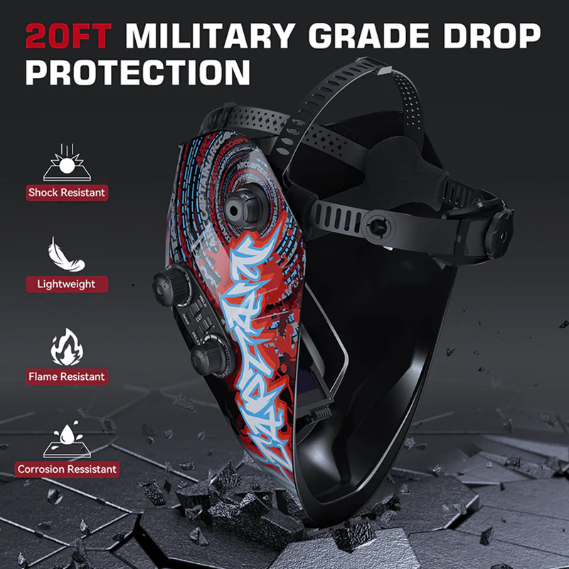VisionMax X200 Large Viewing Screen Welding Mask Bloodshed Design - Image 3