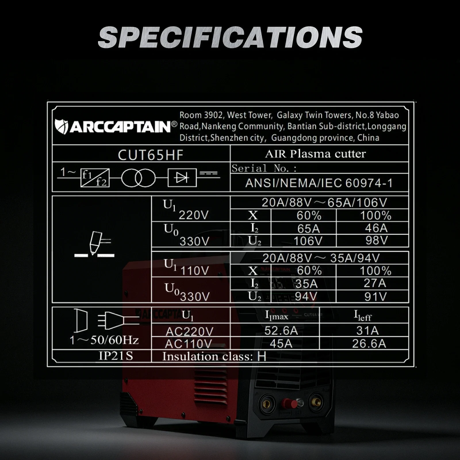 Arccaptain CUT65 HF 65A Heavy-Duty Plasma Cutter - Image 10