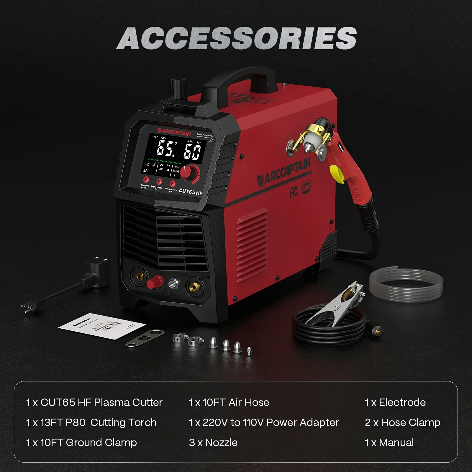 Arccaptain CUT65 HF 65A Heavy-Duty Plasma Cutter - Image 11