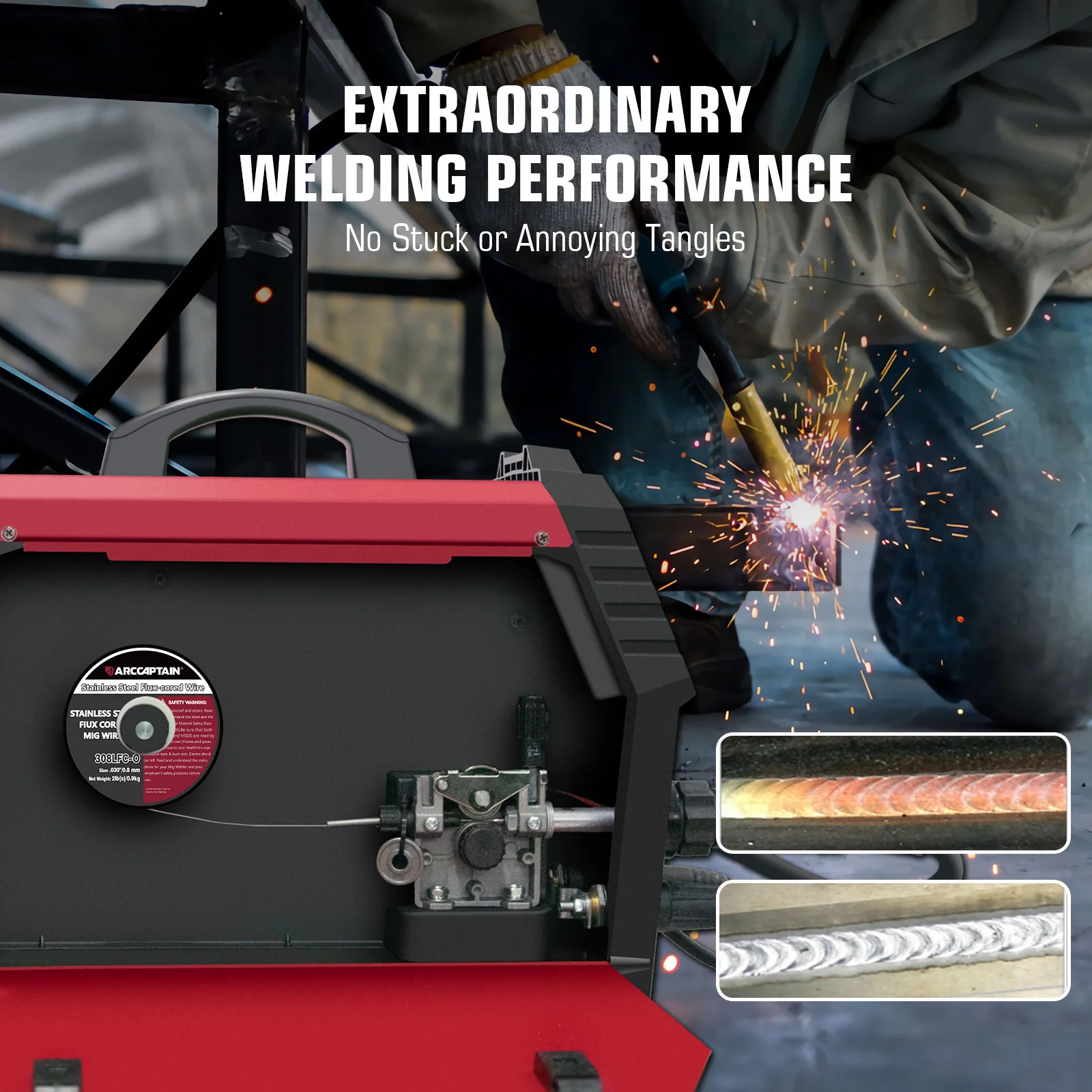 ARCCAPTAIN E308LFC-O Flux Cored Wire 2 Lbs Stainless Steel MIG Welding Wire - Image 6