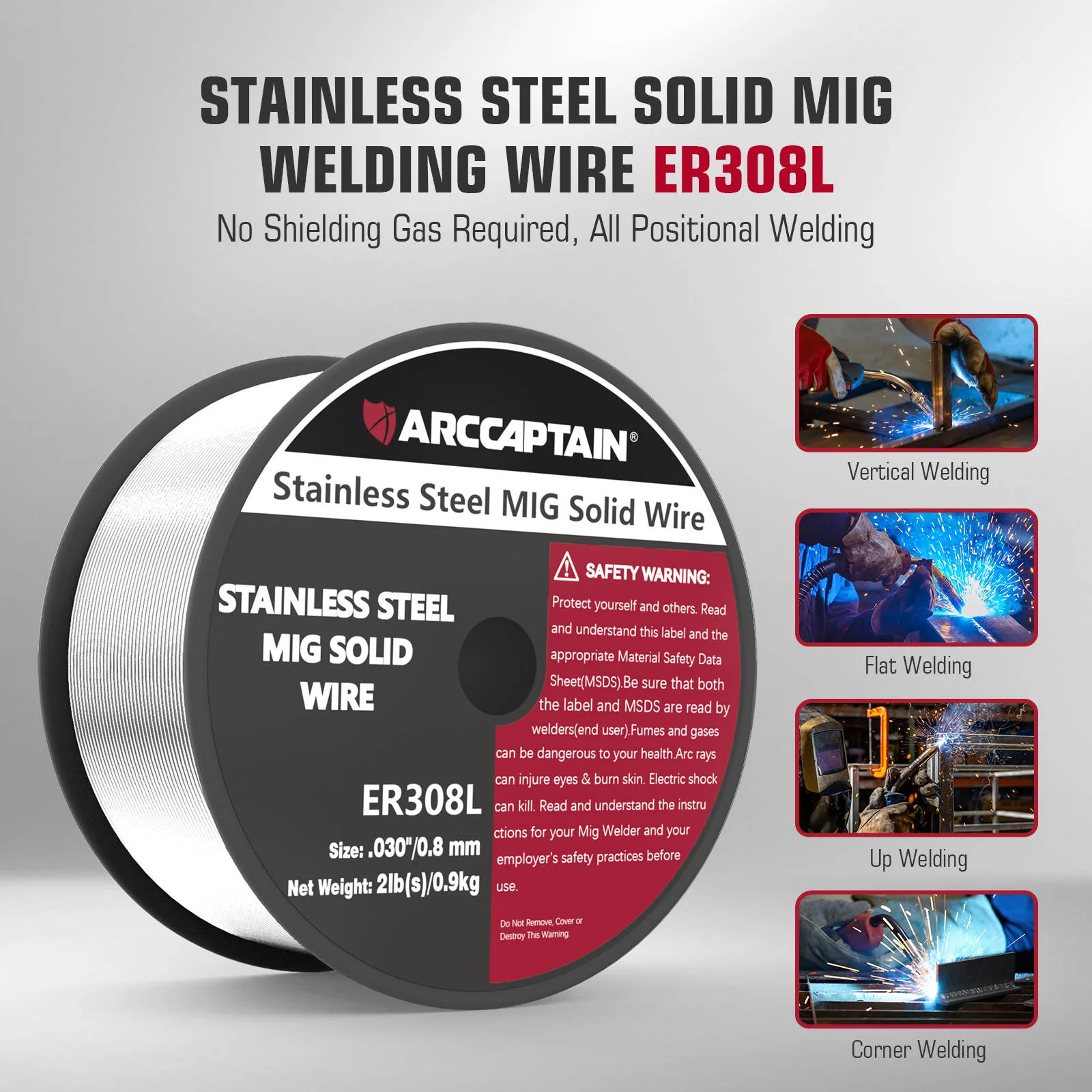ARCCAPTAIN ER308L Solid Wire 2 Lbs Stainless Steel MIG Welding Wire - Image 3
