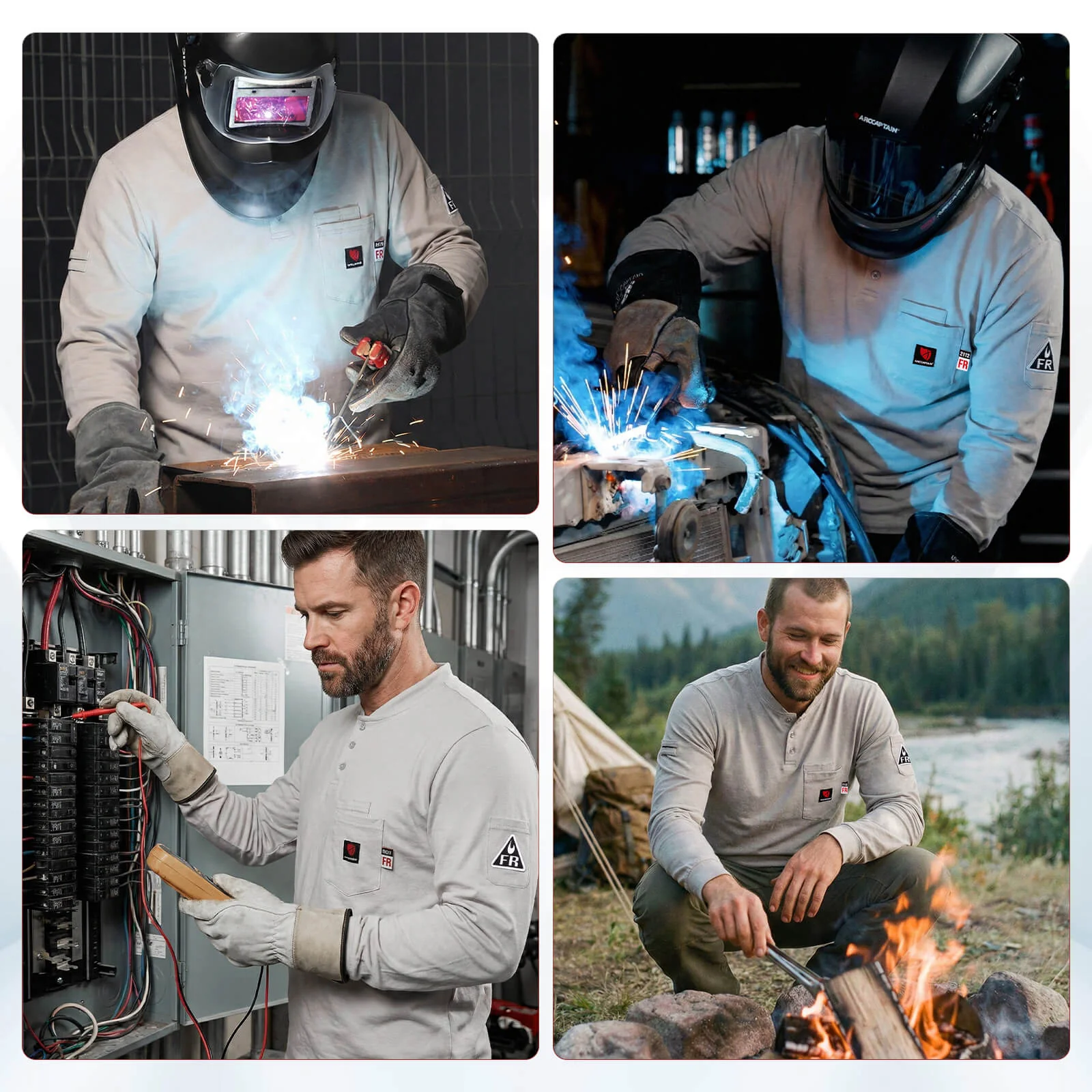 Arccaptain 100% Cotton FR Welding Shirt Long Sleeve Work Shirts - Image 6
