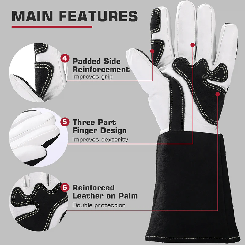 14 Inch Goatskin TIG Welding Gloves, Professional Protective Gloves for TIG Welding - Image 3