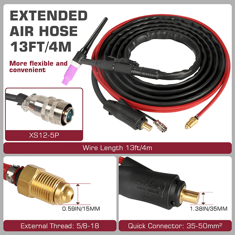 ARCCAPTAIN High Frequency Air Cooled TIG200 DC TIG Torch 13-FT 150 Amps Gun - Image 6