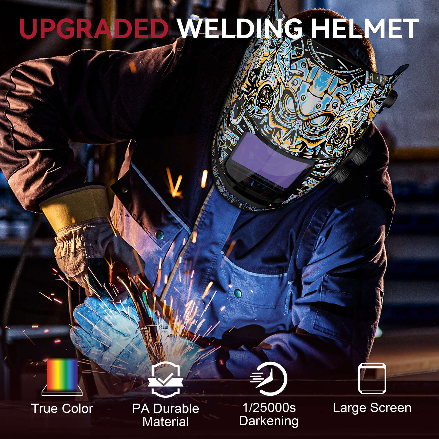 VisionMax X200 3.94"X3.66" Large View Welding Helmet Skeleton Technology - Image 3