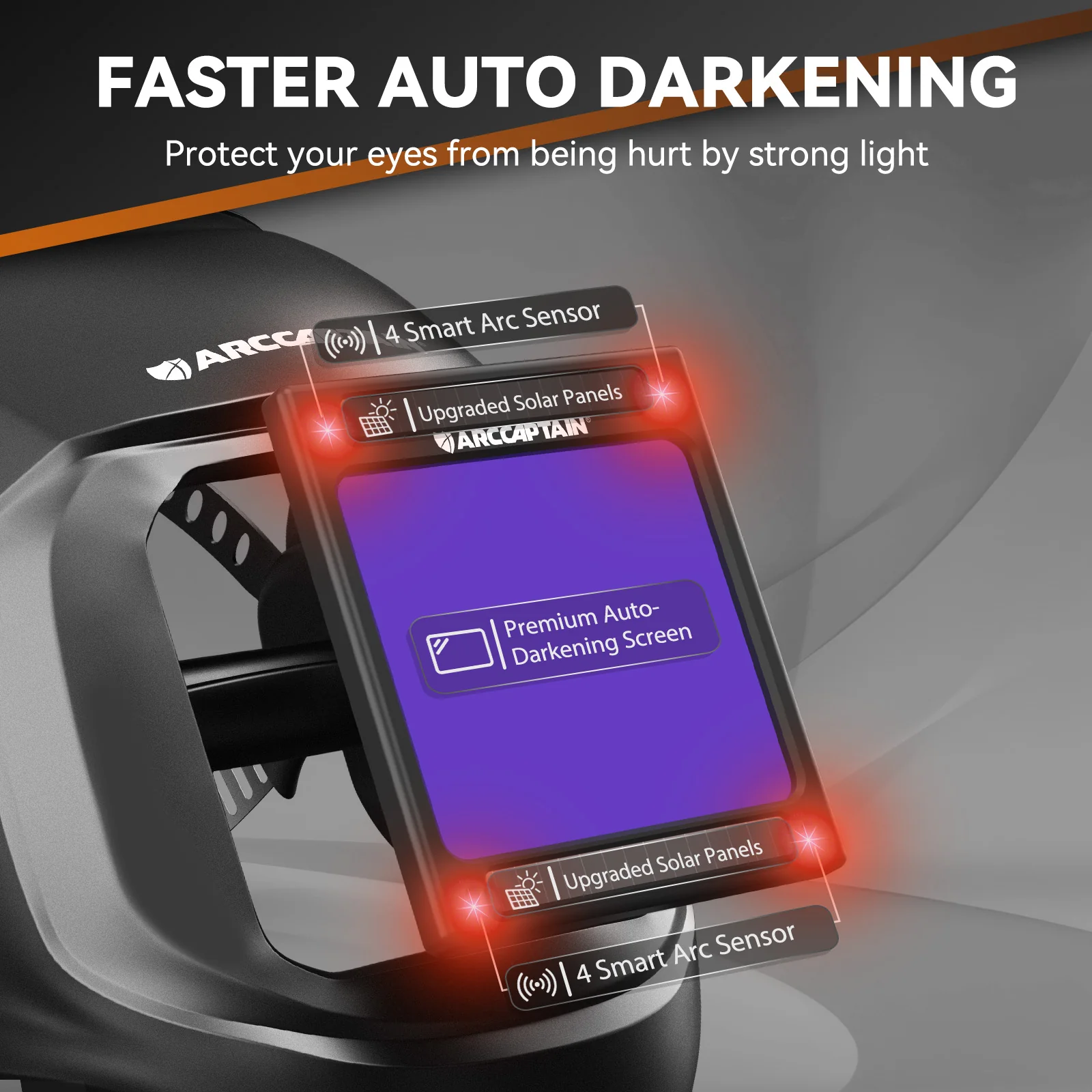 ARCCAPTAIN ARC TIG MIG True Color Welding Helmet Cyber City VisionMax X200，Large Viewing Screen Welding Helmet True Color Auto Darkening Solar Powered 4 Arc Sensor Welding Hood - Image 3