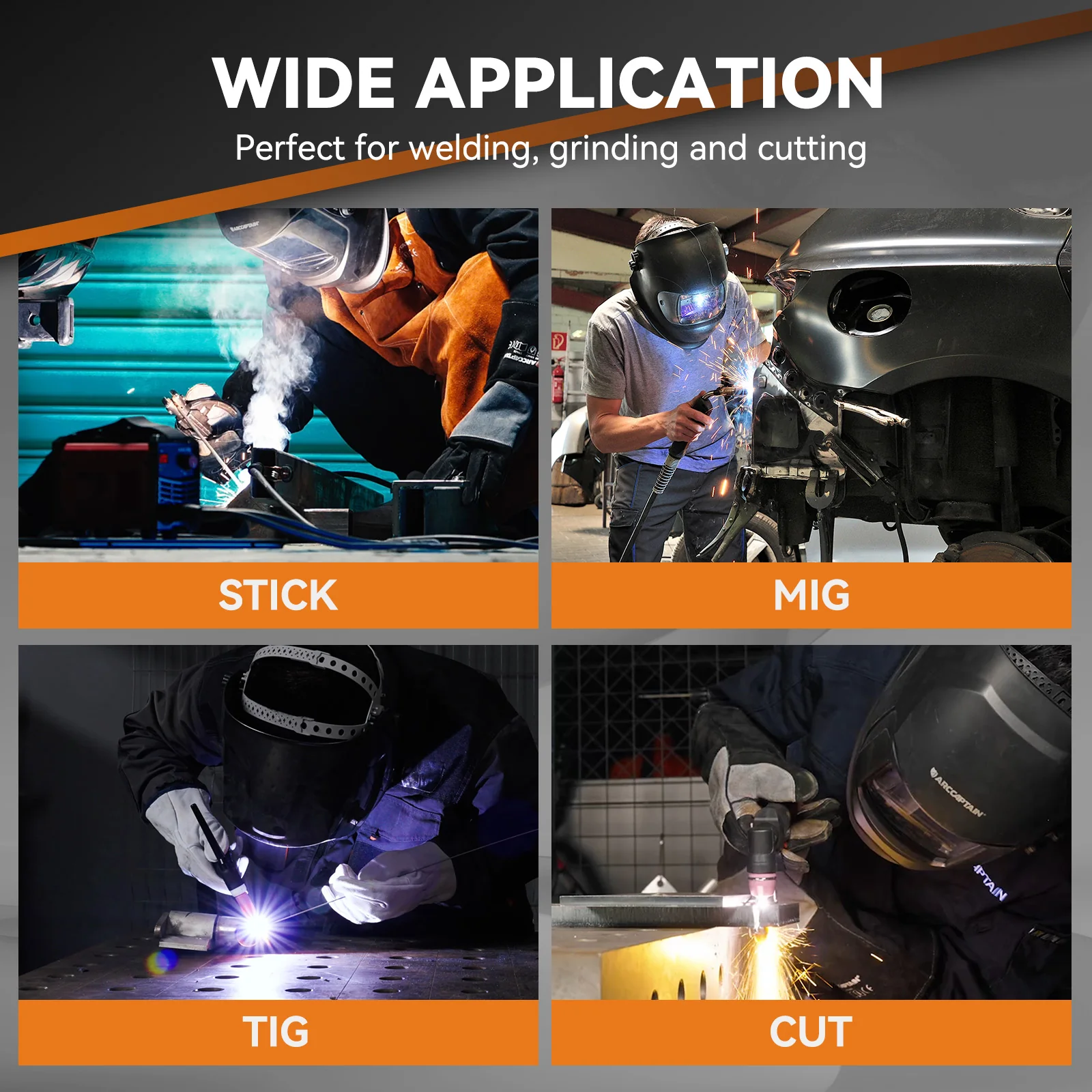 ARCCAPTAIN ARC TIG MIG True Color Welding Helmet Cyber City VisionMax X200，Large Viewing Screen Welding Helmet True Color Auto Darkening Solar Powered 4 Arc Sensor Welding Hood - Image 7