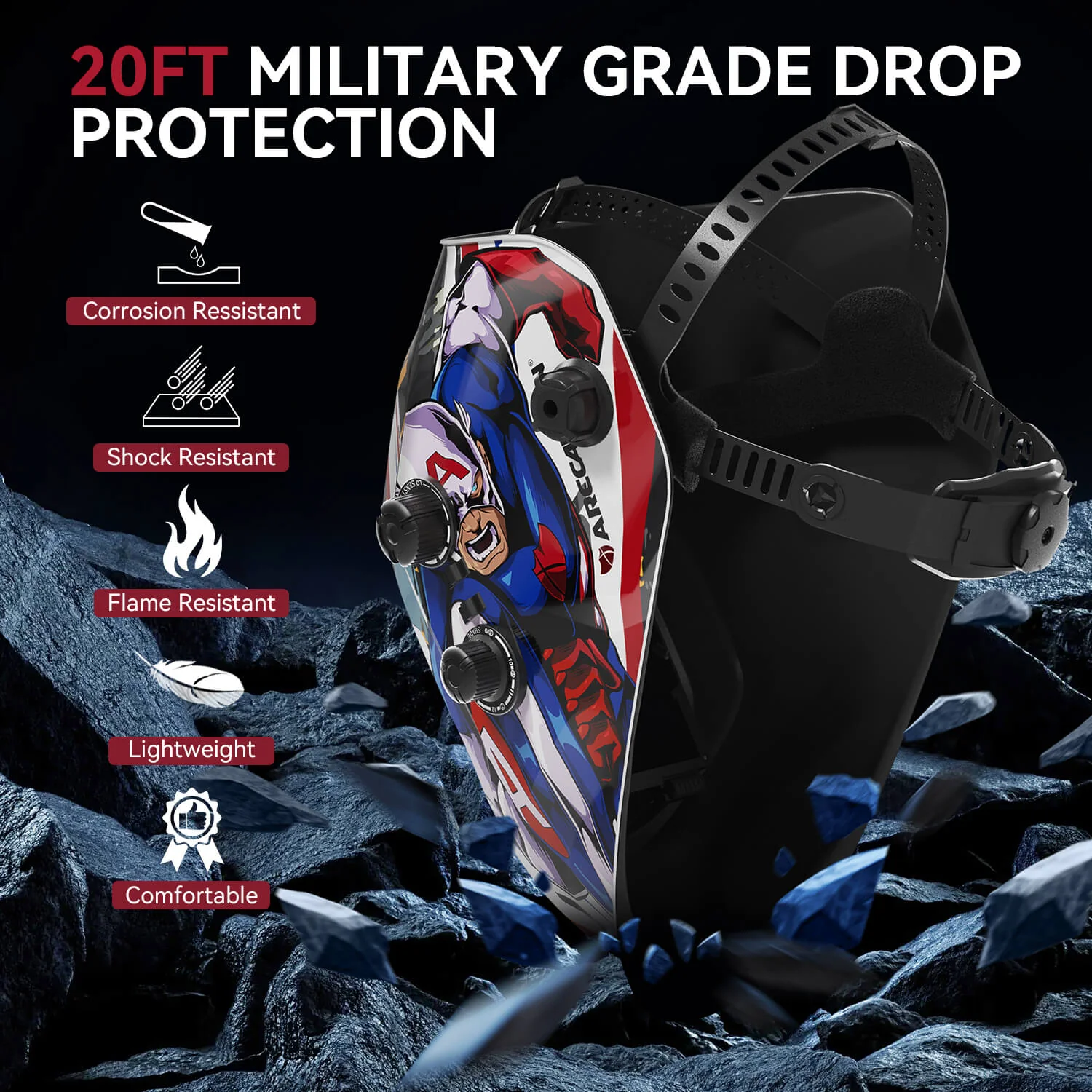 VisionMax X200 Large Viewing Welding Helmet Captain Metal - Image 2