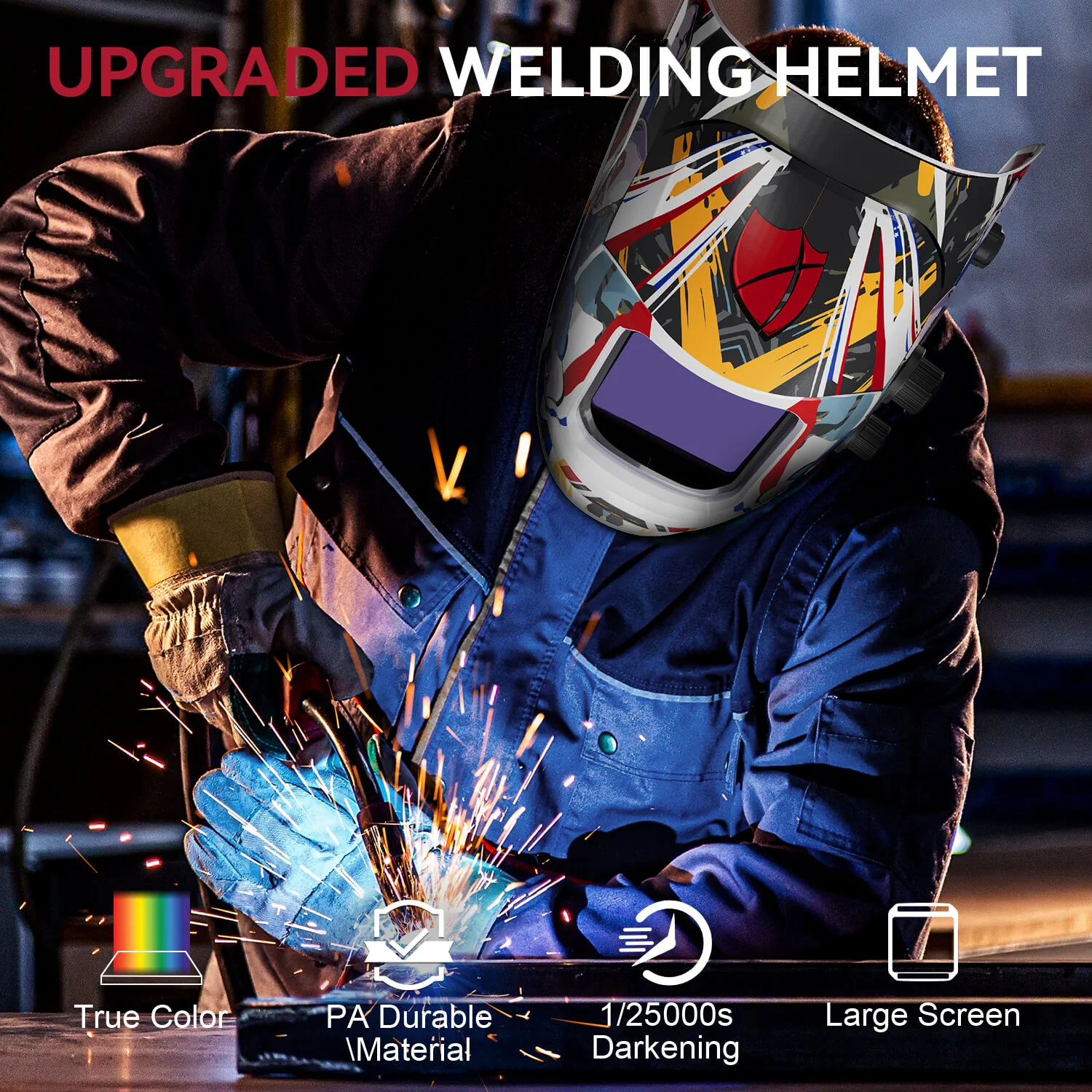 VisionMax X200 Large Viewing Welding Helmet Captain Metal - Image 3