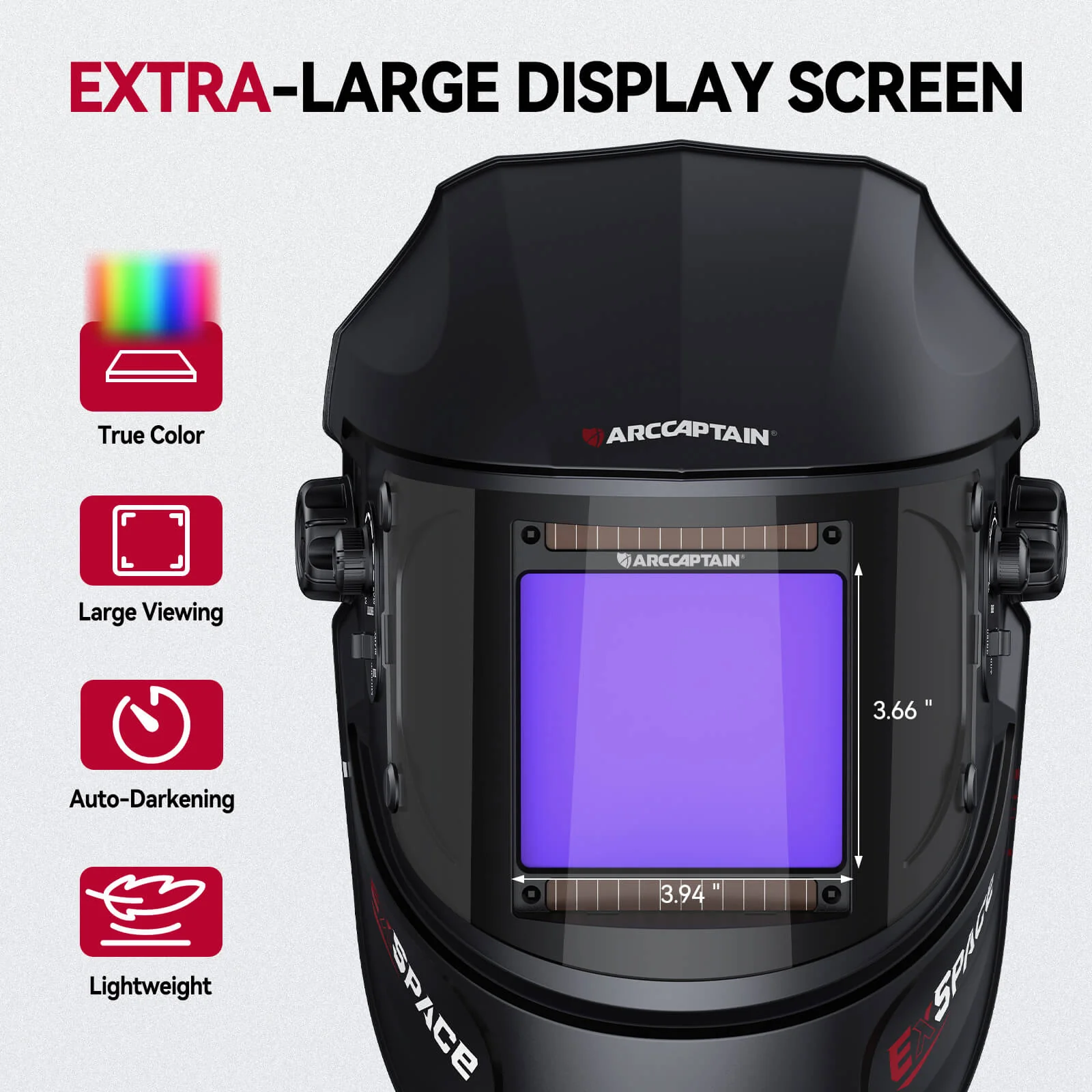 EXSpace X200 Lightweight Welding Helmet with True Color Black - Image 3