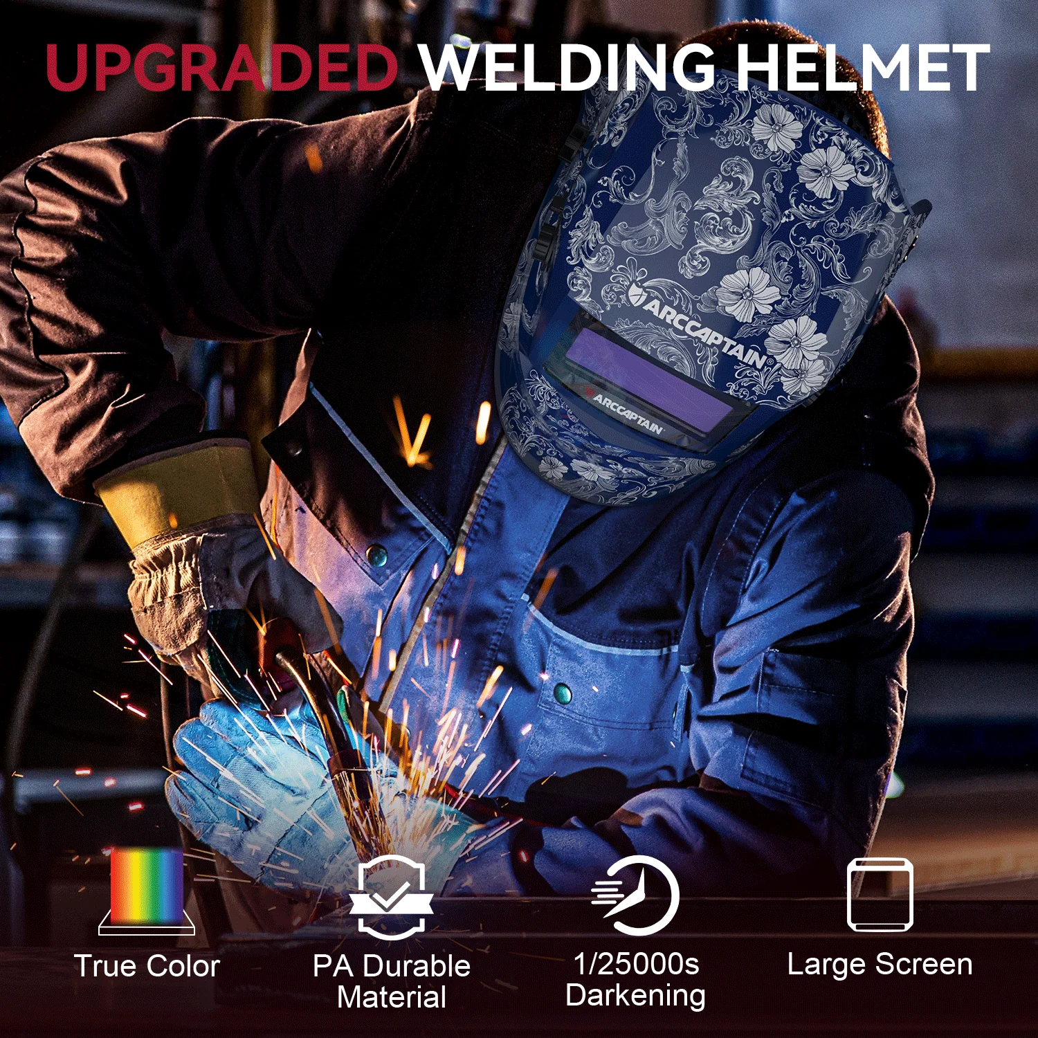 ClearLite X100 Auto Darkening Lens Welding Helmet Blue and White Porcelain - Image 3