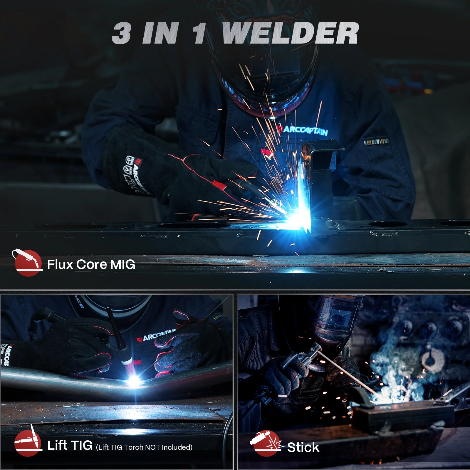 Arccaptain MIG135 Three in One 110V Gasless MIG Welder - Image 4
