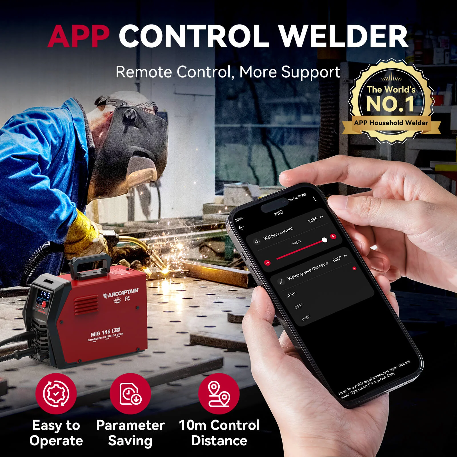 Arccaptain MIG145 Pro Portable 3 in 1 Flux Core Welder - Image 3