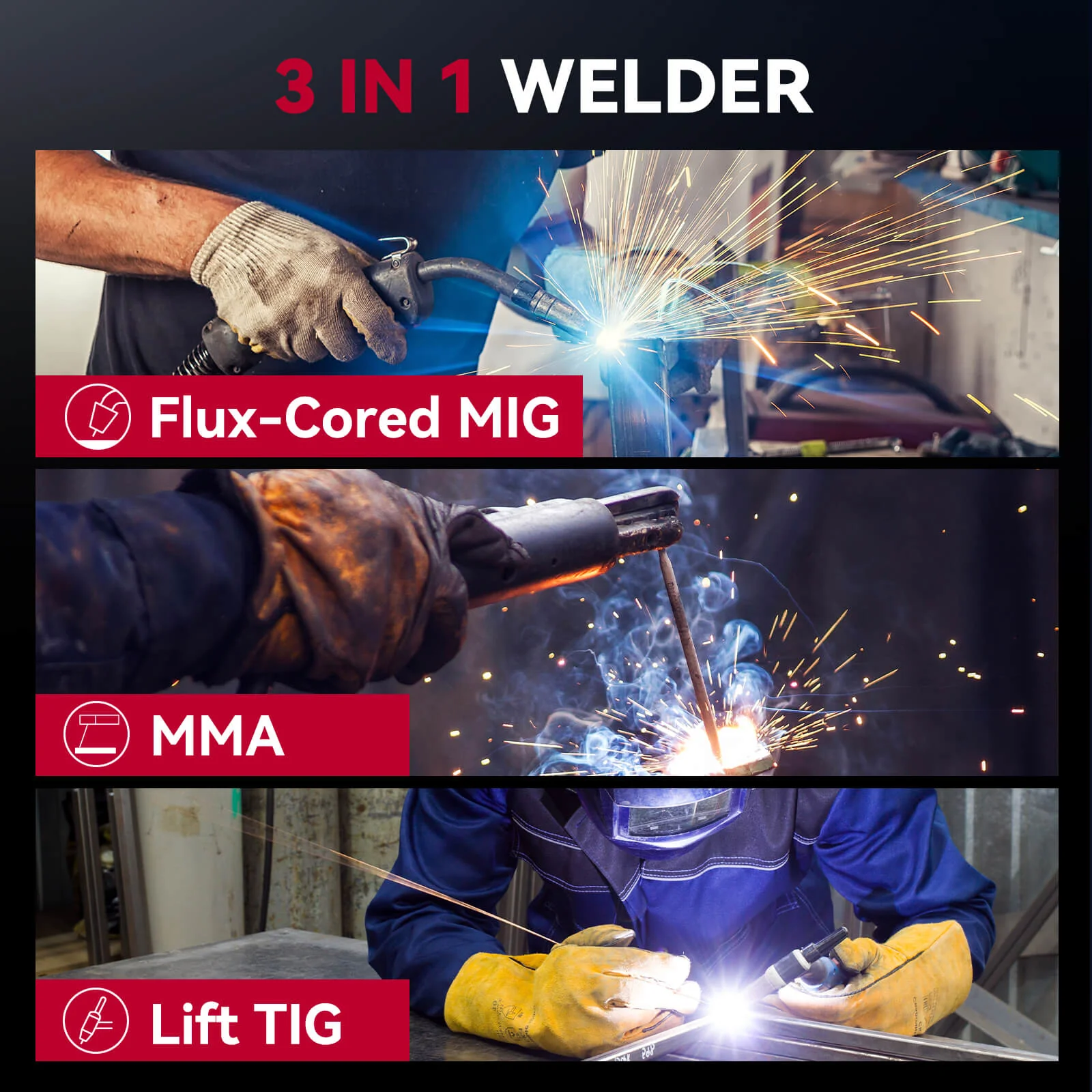 Arccaptain MIG145 Pro Portable 3 in 1 Flux Core Welder - Image 4