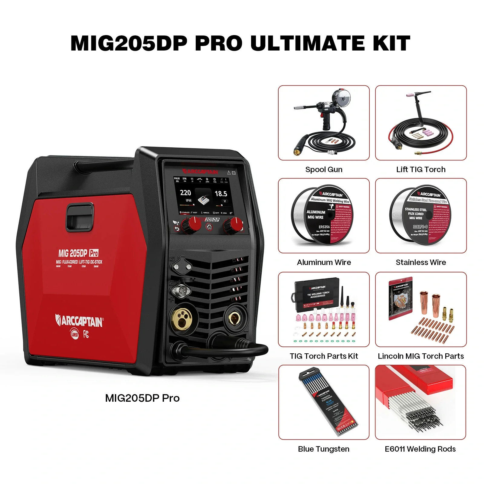 Arccaptain MIG205DP Pro Double Pulse MIG Welder For Aluminum - Image 11