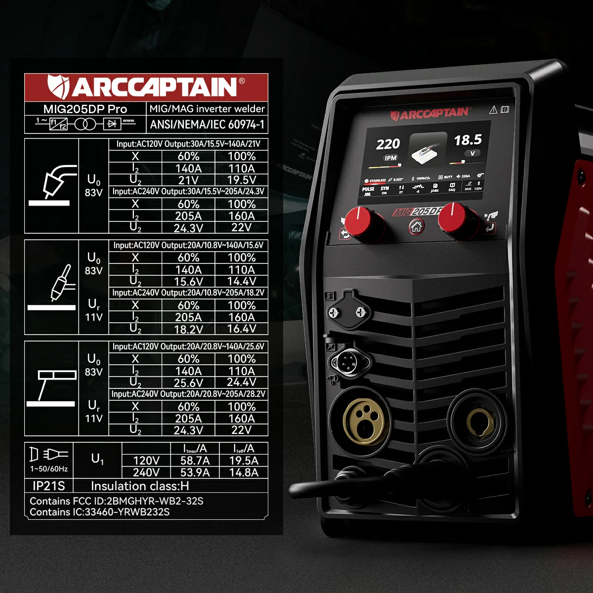 Arccaptain MIG205DP Pro Double Pulse MIG Welder For Aluminum - Image 8