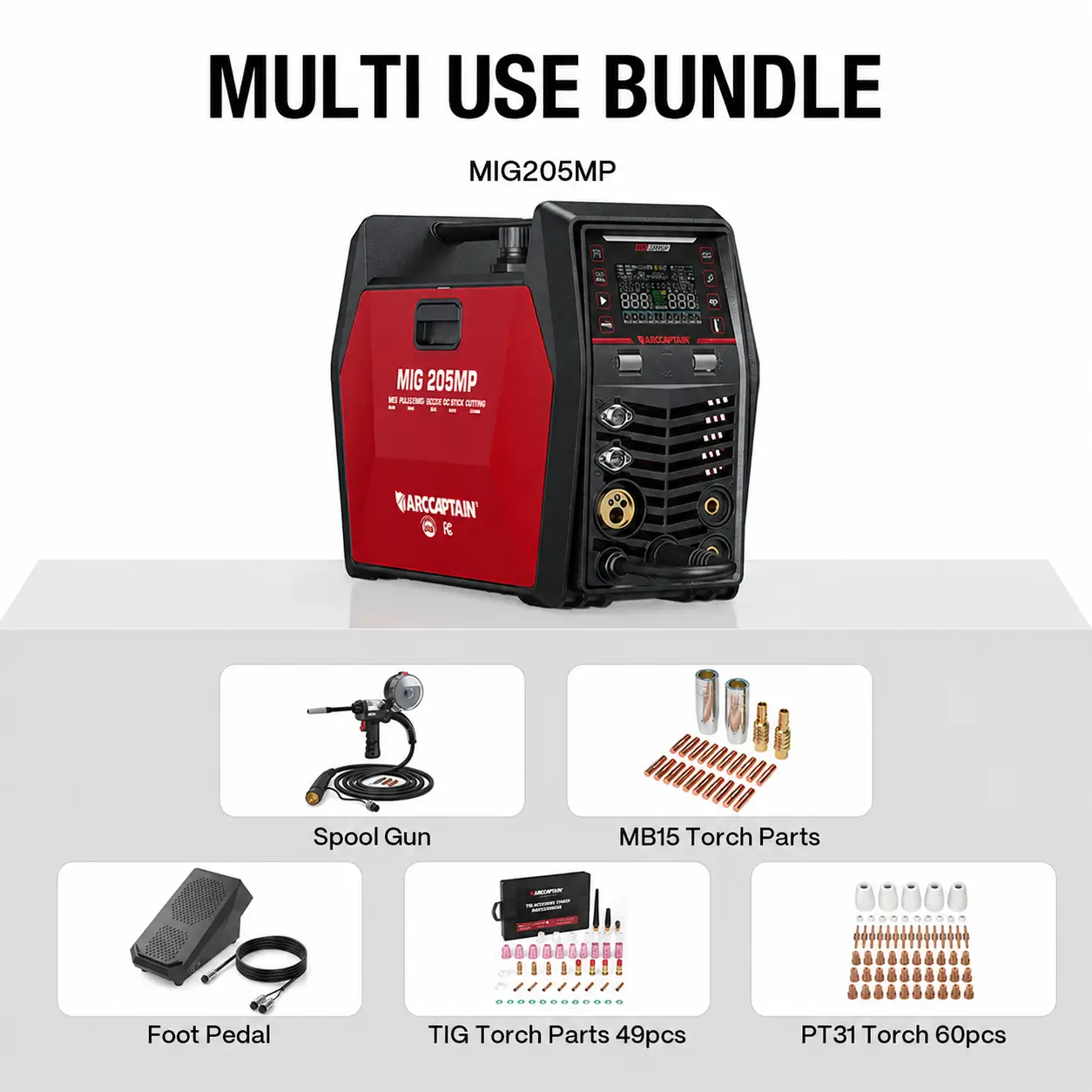 Arccaptain MIG205MP All-in-One Pulse MIG Welder and Cutter Combo - Image 10