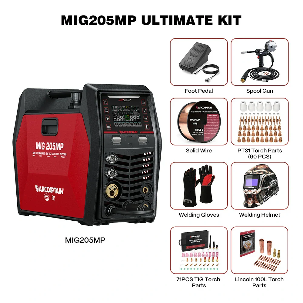Arccaptain MIG205MP All-in-One Pulse MIG Welder and Cutter Combo - Image 11
