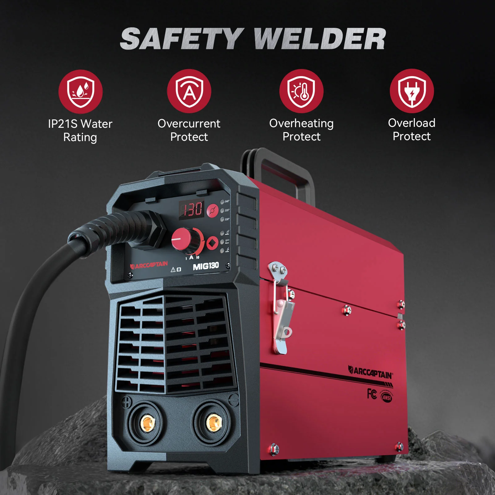 Arccaptain MIG130 Best 3 in 1 110V Portable No Gas Flux Core Welder - Image 7