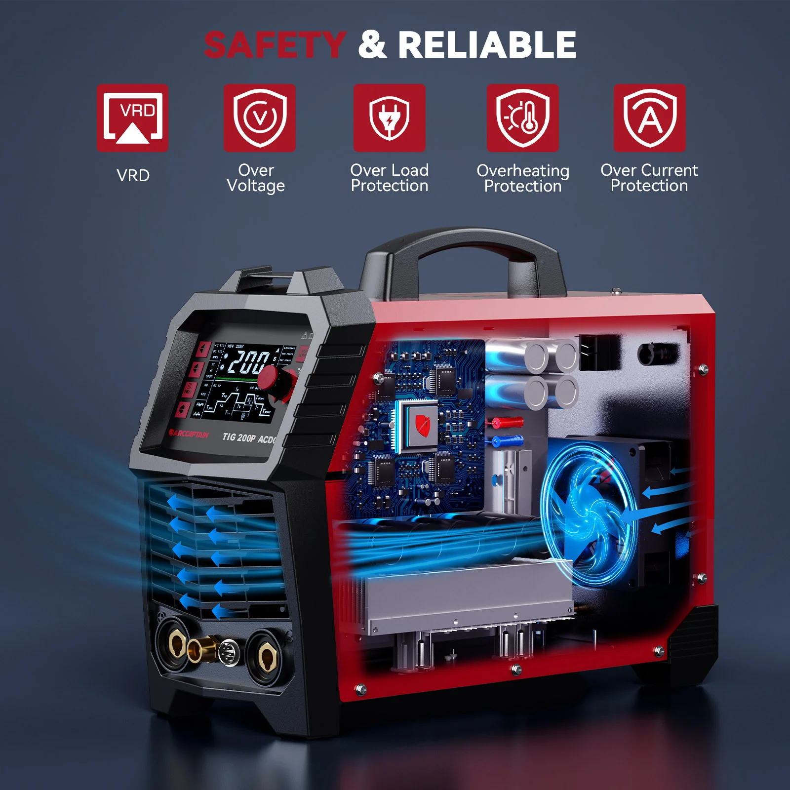 Arccaptain TIG200P AC DC Multi Process Pulse TIG Aluminum Welder - Image 4