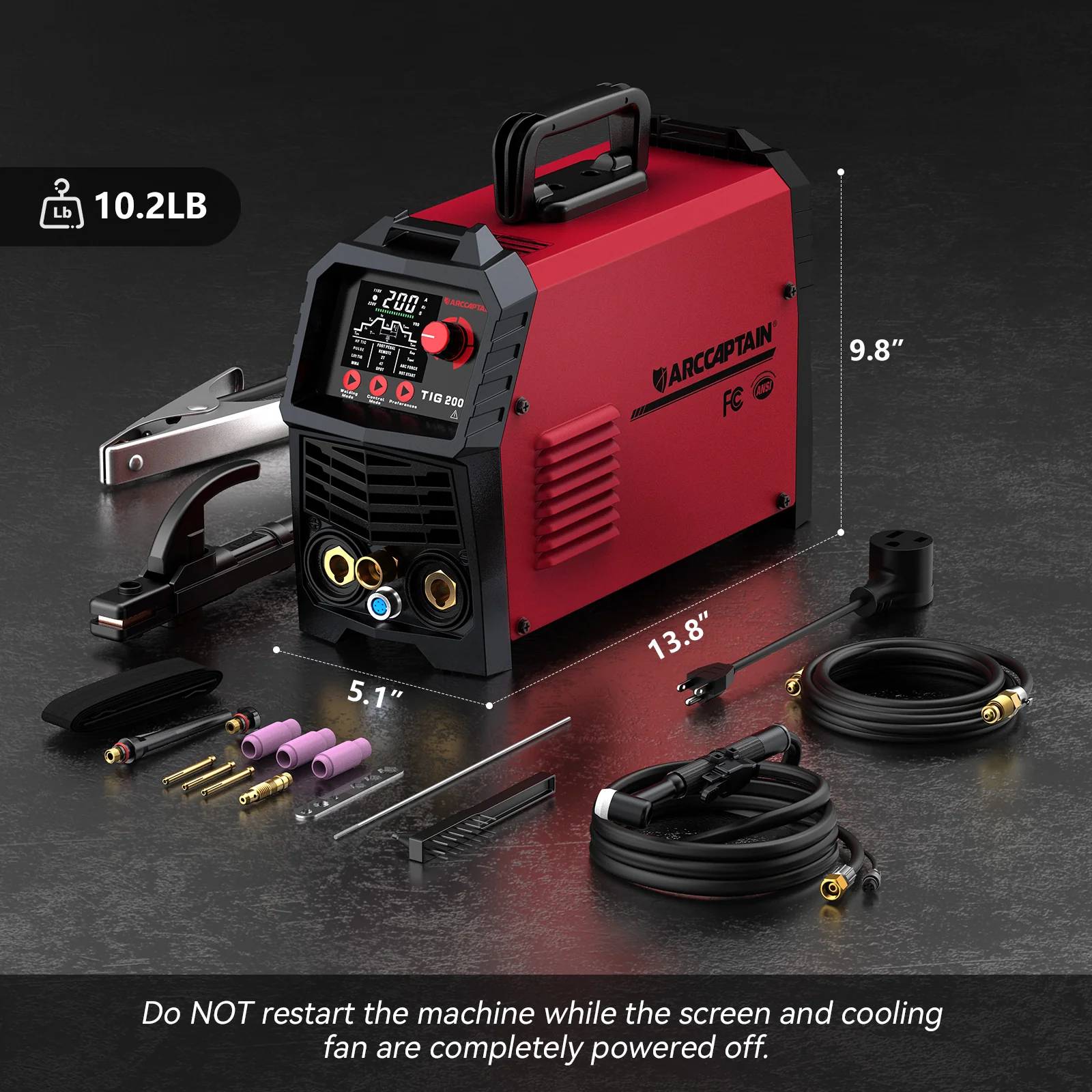 Arccaptain TIG200P DC Pulse 200Amp TIG Welding Machine - Image 3