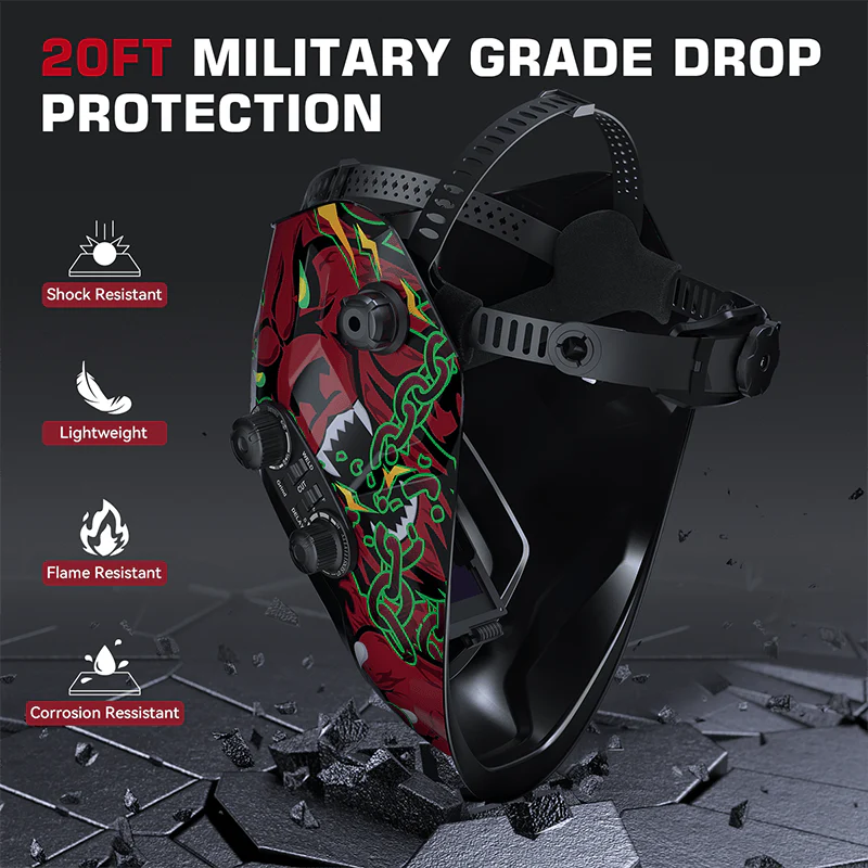 VisionMax X200 Lightweight Large Screen Welding Hood Wolf Design - Image 3
