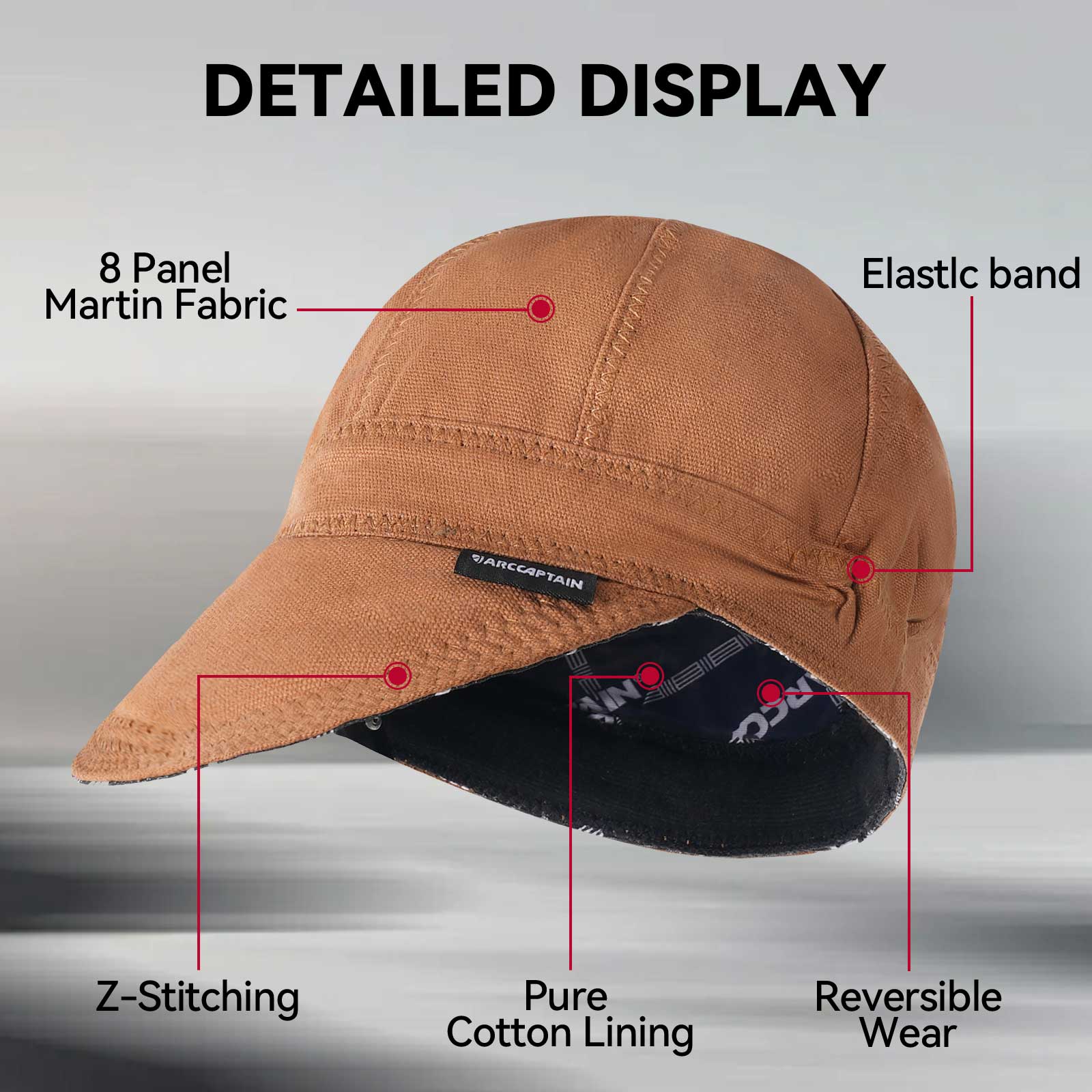 Reversible Pure Cotton Welding Cap with Elastic Retractable Band - Image 3