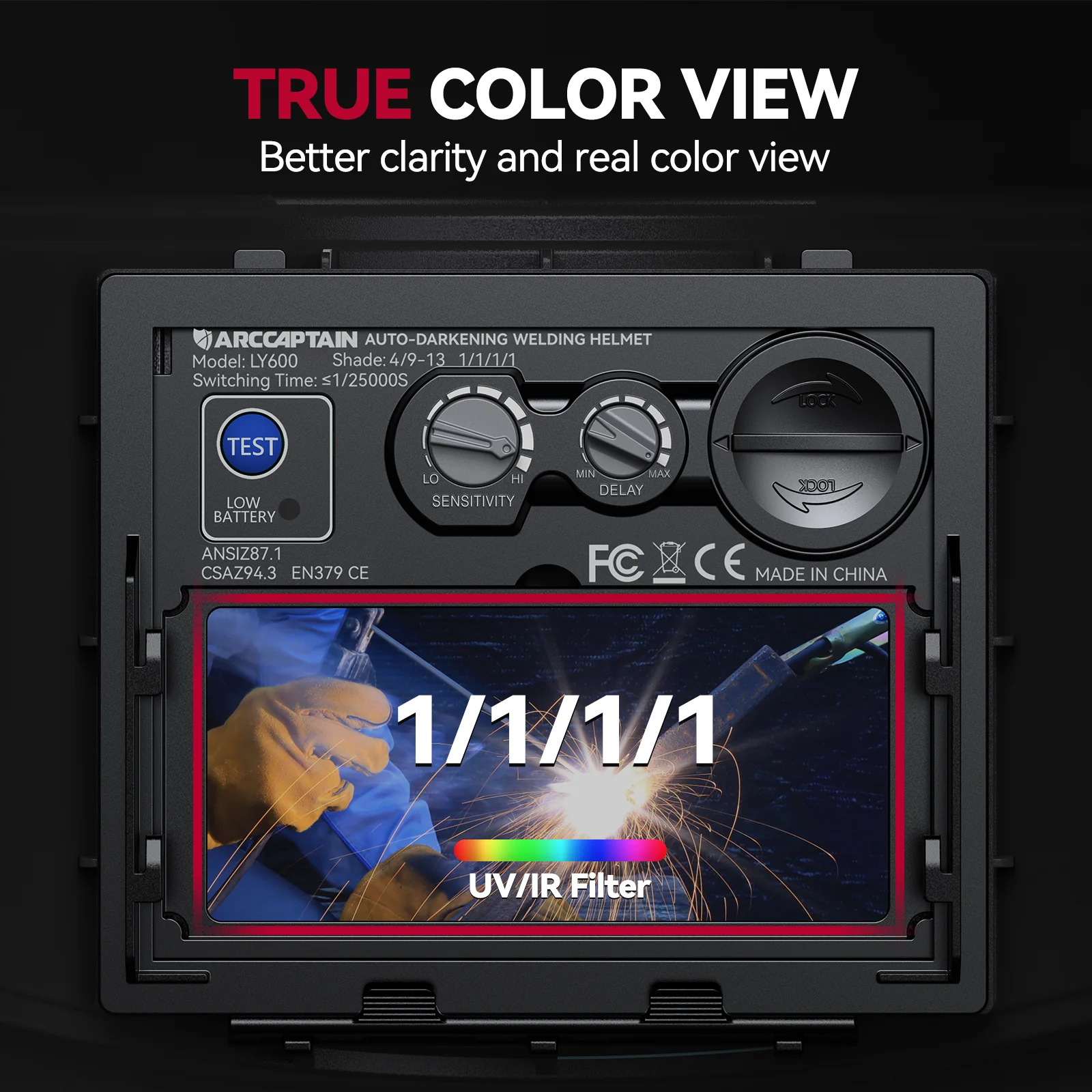 EXSpace X100 True Color Solar Powered Welding Hood - Image 8