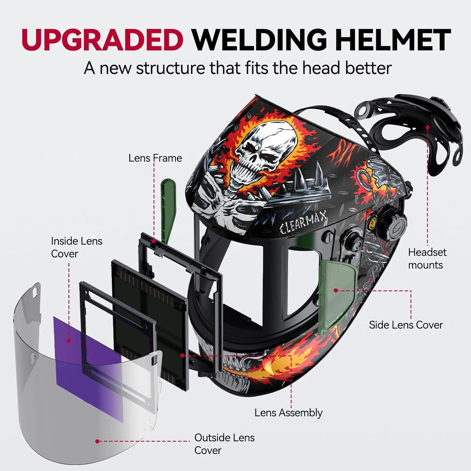EXSpace X300 Super Large View 3.94" x 7.06" Welding Helmet with Side View - Image 8