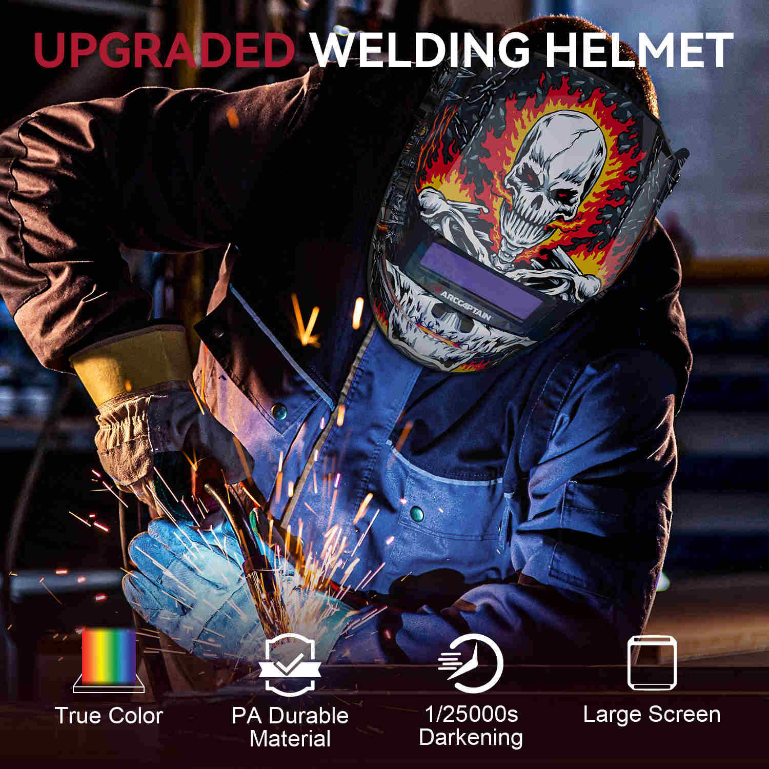 ClearLite X100 Best Auto Darkening Welding Hood Skull Knight - Image 3